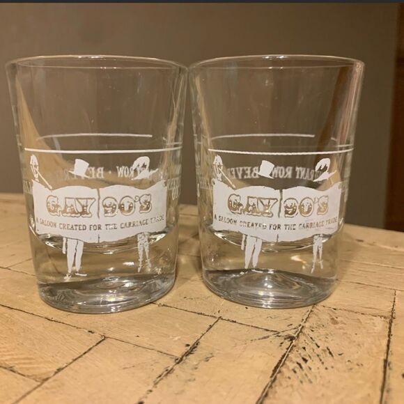 VTG Gay 90s Saloon Whiskey Glasses Beverly Hills - Picture 2 of 11